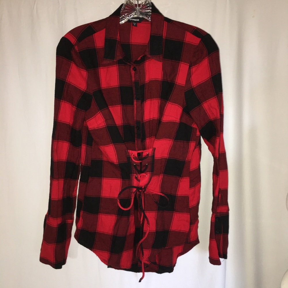 Adorable Express plaid small petite blouse